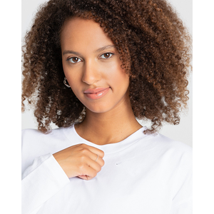 Camiseta blanca de manga larga de gran tamaño para mujer, camiseta suave transpirable y 100% de algodón con ajuste relajado para gimnasio, Yoga, entrenamiento - Product Image 5