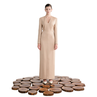 Deknit Back Satin Georgette Fabric Amazing Long Sleeves <strong>Dresses</strong> Women With Back Zipper <strong>Best</strong>-<strong>selling</strong> V-neck <strong>SANDRO</strong> LONG <strong>DRESS</strong>