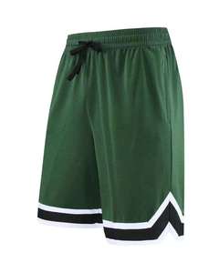 Shorts de basket gris pour hommes avec empiècements latéraux noirs, bordure blanche et noire, respirant, séchage rapide, vêtements de sport pour la gym et l'entraînement - Product Image 1