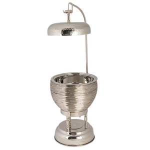 Réchaud en acier inoxydable argenté avec couvercle martelé pour la cuisson au four et le stockage des aliments chauds - Product Image 1