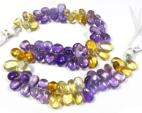 Lot en gros de perles lisses en vrac de 9 pouces, pierres précieuses naturelles Citrine jaune et Améthyste violette en forme de poire, 6-11 mm, qualité supérieure, fabriquées en ZA
