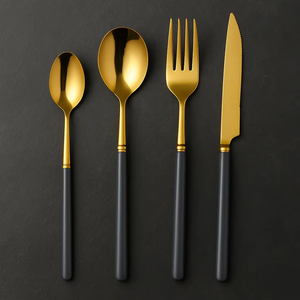 Premium Blue Handle <b>Gold</b> Head Cutlery Set Suitable For Formal Events Luxury Dining And Elegant <b>Table</b> Decor From India - Product Image 1