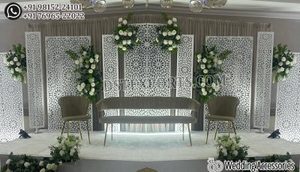 กรอบไฟเบอร์กลาสสีขาวสำหรับงานแต่งงานที่สวยงามสวยงามสำหรับงานแต่งงานในเอเชียกรอบไฟเบอร์ขัดเงาสีขาวสำหรับเวทีงานแต่งงาน - Product Image 4