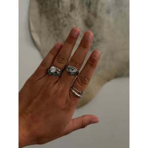 Navajo Handmade White Buffalo & Sterling Silver <b>Statement</b> <b>Ring</b> Size 8.25 Boho Hip Hop Style for Everyday Wear Natural Gemstone - Product Image 2