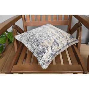 Luxury 14x14 Beige Wool Kantha Patchwork Pillow Woven with <b>Vintage</b> Fluffy Embroidered Print Design for <b>Bedding</b> or Sofa Use - Product Image 4