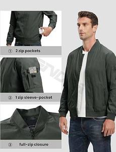Chaqueta de golf ligera con cremallera completa para hombre, cortavientos Softshell con cuello levantado y forro polar, abrigo Softshell acogedor - Product Image 5
