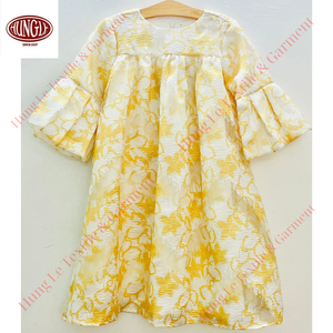 Venta al por mayor estilo real elegante vestido de princesa para los niños Floral decorado en capas de gasa de manga larga Formal para el verano - Product Image 2