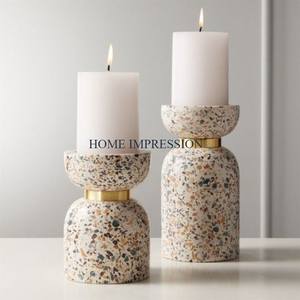 Decoración de la boda Artículos de mesa Portavelas de suelo Mármol sólido y metal Restaurante y hoteles Candelabros de iluminación - Product Image 4