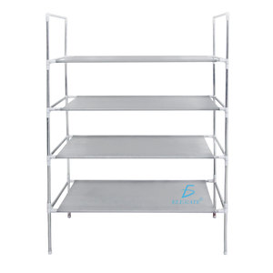 Adjustable 4-Shelf Metal <b>Storage</b> Rack Standing Type for <b>Kitchen</b> Space - Product Image 2