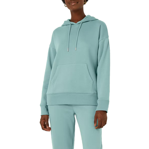 Sweat-shirts en molleton de coton brun uni surdimensionnés pour femmes, décontractés d'hiver, avec impression personnalisée de logo, lavage à l'acide - Product Image 3