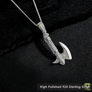 Pendentif en argent sterling 925 avec chaîne Bijoux pour hommes avec pendentif clouté en diamant Moissanite - Product Image 3