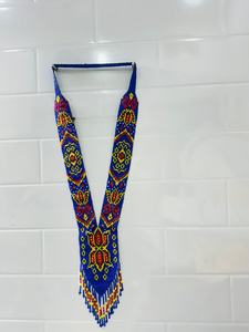 Collier artisanal en perles bleues avec motif floral papillon, bijoux ethniques tribaux, accessoire de mode artisanal pour femmes, cadeau - Product Image 4