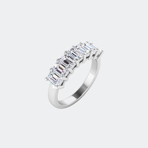 Anillo de Diamantes de Corte Esmeralda de 1.75 Quilates con Siete Piedras, Anillo de Boda de Oro Sólido con Engaste de Garras, Joyería Fina, Regalo para Mujer - Product Image 3