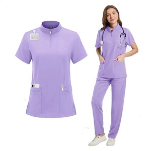 Conjunto de Uniformes Médicos para Hombre, Blusa de Manga Corta con Bolsillos y Botones, Ropa de Trabajo para Salón de Belleza y Spa - Product Image 1