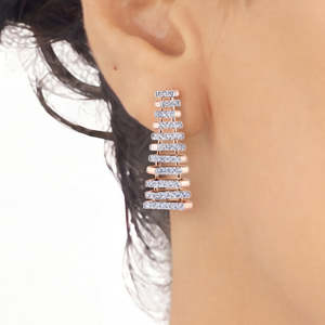ต่างหูเพชรทรงตาข่ายสีโรสโกลด์ของอารินยา - Product Image 2