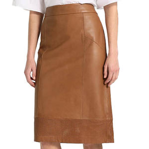 Jupes Femme Cuir Sexy-Soirée tenue club/Courtes-Cuir d'agneau Mode Couleur Marron Jupes en cuir pour femmes - Product Image 5