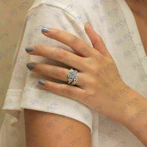 Anillo de moissanita de Plata de Ley 925 1,40 CTW, conjunto nupcial de corte redondo, joyería de diamantes, regalo de aniversario para mujer - Product Image 5