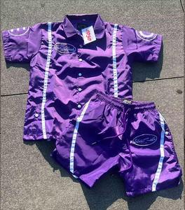 Unisex Otoño 2 piezas sólido a prueba de viento Jogging SweatSuit logotipo personalizado Nylon chándal transpirable rompevientos Polos pantalones cortos - Product Image 2