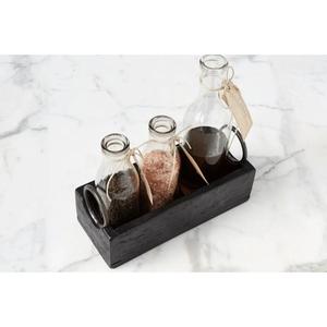 Plateau de rangement élégant en bois noir avec poignées en métal, design rectangulaire élégant, organisateur stylé pour la décoration de table à la maison - Product Image 2