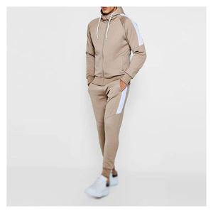 Wholesale Printed Cotton Men's Track Suit Set Solid Color Custom Jacket <b>Hoodie</b> with Patchwork Design for Winter - Product Image 2