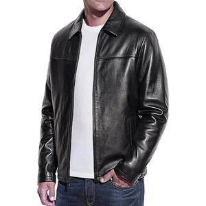 แจ็กเก็ตหนังแฟชั่นสำหรับผู้ชายปกตั้งมีซิปปิดกันลมบริการ OEM เสร็จแล้ว - Product Image 1