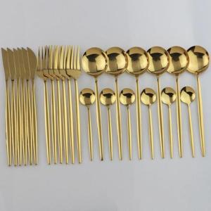 Complete High Quality Eco-Friendly Dishwasher Safe Stainless Steel Flatware Set Knives Forks Spoons Dessert Utensils Serving - Product Image 4