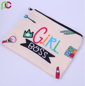 Bolsas de cosméticos personalizadas al por mayor con forro, prácticas bolsas en blanco, bolsa de cosméticos de maquillaje de lino y algodón por sublimación para mujer - Product Image 3