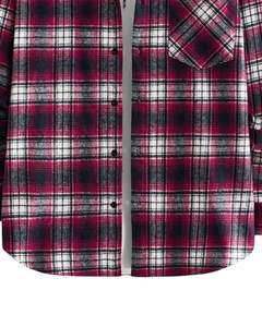 Chemise en flanelle à carreaux pour homme, sur mesure, bordeaux et blanc, boutonnée, manches longues, décontractée, hiver, avec poche poitrine - Product Image 6