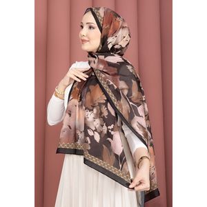 Écharpe carrée à motif floral romantique brun foncé, série de foulards en coton personnalisés à carreaux - Product Image 2