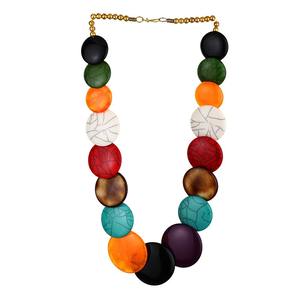 Collar de Cuentas de Resina Pulida Hechas a Mano en India, Estilo Ángel, Vintage, Accesorios de Artesanía Navideña, Diseño Sólido de Luna - Product Image 1