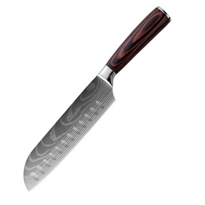 Mayorista Personalizado OEM ODM Cubiertos Fábrica Profesional Japonés Damasco Patrón Cuchillo Acero Inoxidable Cuchillo Mango de Madera - Product Image 1