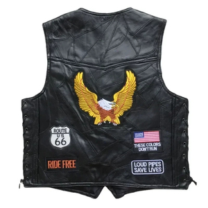¡Novedad de 2023! Chaleco de cuero para motocicleta para hombre, Chaleco Corto bordado sin mangas con una botonadura, chaqueta de motorista, chaleco Punk para hombre - Product Image 4