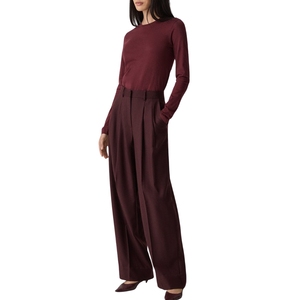 Femmes élégant décontracté tenue de bureau taille haute Style Vintage jambe large tricot pantalon Oxford tissu confortable dames été mode - Product Image 3