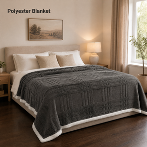 Manta de franela gris carbón con diseño reversible de sherpa blanco, suave y acogedora, para cama, entrega rápida en la UE, Polonia. - Product Image 2