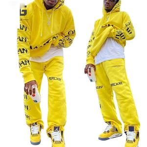 Conjuntos de chándal de dos piezas para hombre con diseño OEM, chándal estampado con capucha, pantalón de retazos, ropa de calle, estilo invierno, logotipo de talla XL - Product Image 6