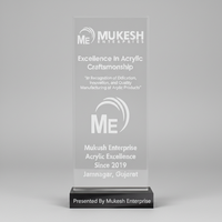 Trophée de reconnaissance d'entreprise en acrylique de qualité supérieure, best-seller, durable, poli, gravé, imprimé en typographie, Mukesh