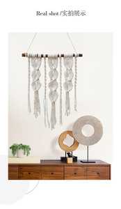 Tapiz de Macramé Bohemio de Algodón para Colgar en la Pared, Diseño Floral, Color Natural, Forma Geométrica, Decoración para Bodas y Sala de Estar, Lavable - Product Image 4
