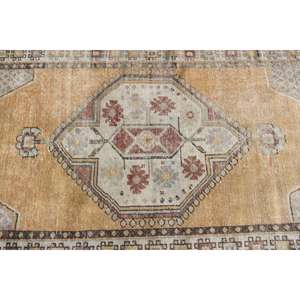 Alfombra de 3.5x7.3 pies, Alfombra Turca Vintage, Alfombra de Lana Amarilla - Product Image 4