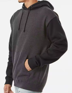 Logotipo personalizado a granel gris versátil negro Color bloque apliques bordado 400 GSM francés Terry algodón Hoodi - Product Image 4