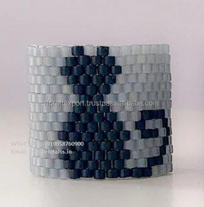 Bague faite à la main pour femmes hommes unisexe Style bohème avec facile à porter élasticité boule forme perles cadeau chrétien - Product Image 3