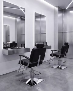 DECORS ALL Minimalist Barber Chair Faux Leather Seat Stainless Steel Base Hydraulic Pump Height <b>Adjustable</b> Square Barber Shop - Product Image 5