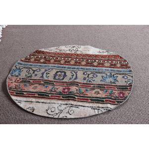 พรมขนสัตว์สีเบจสไตล์โบฮีเมียนสไตล์วินเทจโบฮีเมียนสีแดงขนาด3.1x3.1ฟุตออกแบบพื้นที่ขนาดใหญ่สำหรับห้องโถงห้องนอนห้องนอนยางสำหรับห้องข้างเตียง - Product Image 4