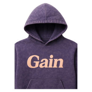Ensemble de survêtement violet pour hommes, sweat à capuche et joggers à logo personnalisé, survêtement en polaire délavé à l'acide - Product Image 4