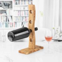 Support de bouteille artisanal haut de gamme en bois d'olivier tunisien éco-responsable, sculpté, pour la maison et la cuisine, style rustique