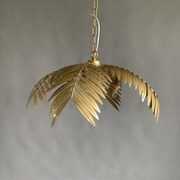 Lustre en feuille d'or métallique LED Luminaire de plafond de luxe pour la maison Salle à manger Lampes suspendues et lampes pendantes