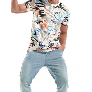 Camiseta deportiva de secado rápido personalizada para hombre, 100% de algodón, Camiseta con estampado de sublimación de patrón sólido transpirable de alta calidad con OEM - Product Image 4