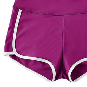 Pantalones cortos para correr elásticos de cintura alta para mujer con ribete de contraste, transpirables, de secado rápido, para gimnasio y ropa deportiva - Product Image 5