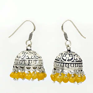 925เครื่องประดับเงินสเตอร์ลิงพร้อมอัญมณีสีเหลืองมะนาวต่างหูโบฮีเมียนทำมือเหมาะสำหรับงานแต่งงาน-ปาร์ตี้-เทศกาล - Product Image 1