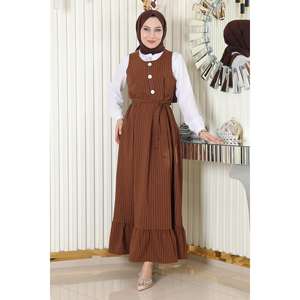 ชุดกระโปรงผ้าฝ้ายคอปก แขนยาว รุ่น Tabby 19221 พร้อมเข็มขัด จับจีบ แต่งระบาย ชุดลำลองสำหรับสุภาพสตรีทำงาน เสื้อท่อนบนทรงยาว กระโปรงยาวระดับเข่า ชุดเซ็ต 2 ชิ้น - Product Image 1