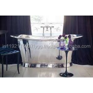 Bañera de cobre puro artesanal de primera calidad con acabado de níquel pulido para espacios de baño contemporáneos - Product Image 6